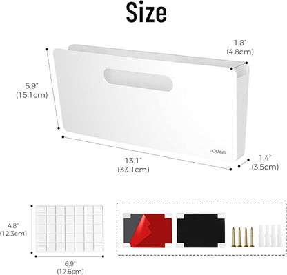 loukin Magnetic File Holder - 13"×5.9" Vertical Wall Mount Organizer for Whiteboard, Refrigerator, Office Wall, Documents, Letters (White)