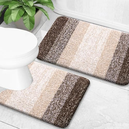 OLANLY Micorfiber Bathroom Rug Set 2 Piece, 30"x20"+U-Shaped 24"x20"