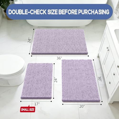 Bcoimo Bath Rug Mat,Chenille Extra Soft Lavender Bathroom Floor Shower Mats