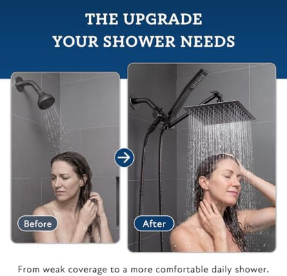 G-Promise All Metal 8" Rain Shower Head with Handheld for Bathroom Upgrade