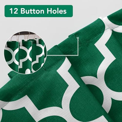 Fabric Modern Extra Long Shower Curtains for Bathroom-Hunter Green & White