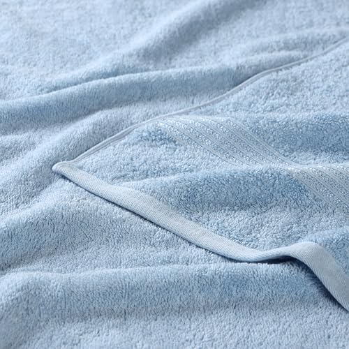 Superior Egyptian Cotton 2-Piece Bath Sheet Towel Set, Oversized Body Towels For Adults And Kids, Large Towel For Bath, Shower, Guest Bathroom, Spa, Gym, Resort, Essentials, Airbnb, Light Blue