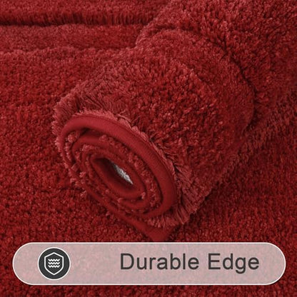 SHACOS Soft Microfiber Bathroom Rugs Set of 2 Pieces, Red