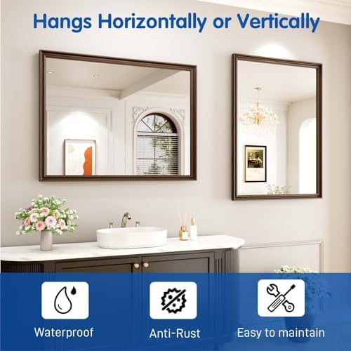WEER Brown Bathroom Vanity Mirror 40x30 Inch