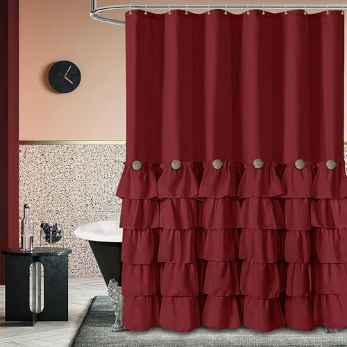 Seasonwood Burgundy Shower Curtain 72" W x 72" L,Burgundy/Red