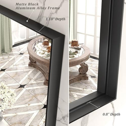 48x30 Inch Black Metal Framed Bathroom Mirror for Wall