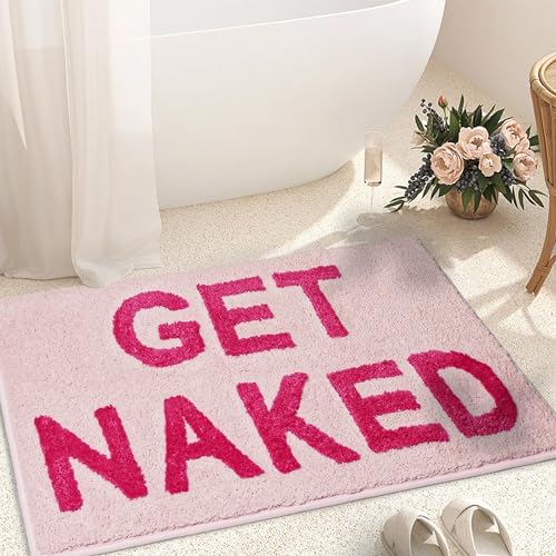 KOEXM Get Naked Bath Mat Pink Cute Bathroom Rugs 20" x 32"