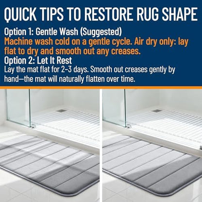 OLANLY Memory Foam Long Bathroom Rugs Runner 47x17, Super Soft Absorbent