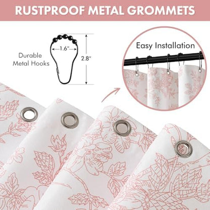 Spring Pink Floral Shower Curtain W72*L72 Inches Long