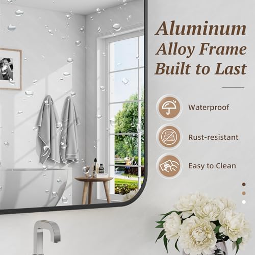Bathroom Mirror 55" x 30", Large Rectangle Wall Mirror, Black