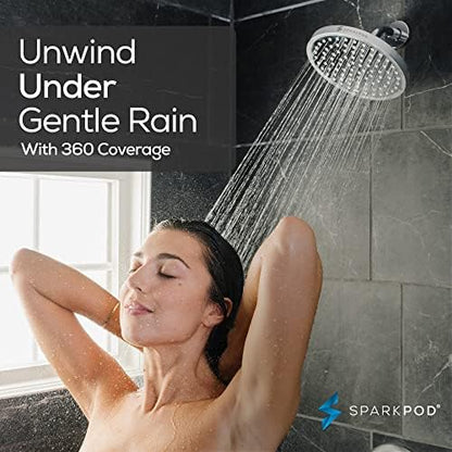 SparkPod Rain Shower Head, 8 Inch Round, Luxury Polished Chrome Finish