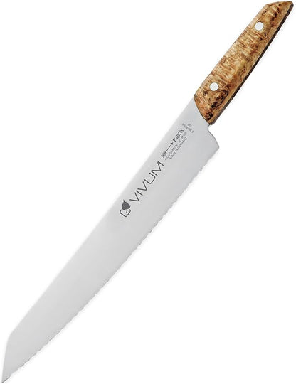 F. DICK – VIVUM Bread Knife – Serrated Knife with 10.2" blade & 58 HRC - Ideal for Bread, fruits & vegetables - Stainless steel - Ultra sharp - Birchwood handle – Made in Germany