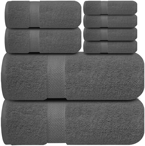 Infinitee Xclusives 100% Cotton Bath Towel Set – 8 Piece Bathroom Towel Set