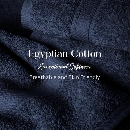 Superior Egyptian Cotton Plush & Absorbent, Bath Towel Set of 4, Navy Blue