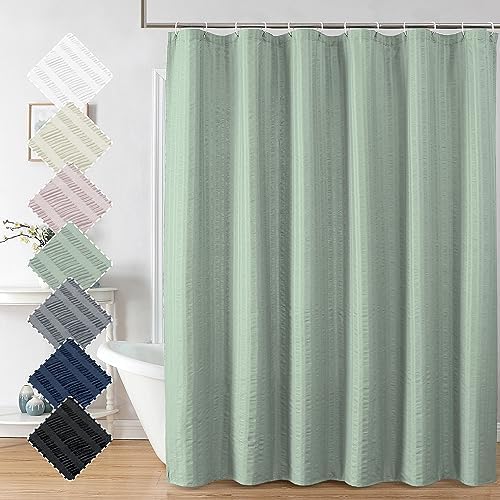 Aiyufeng Moga Sage Green Shower Curtain - 3D Embossed Textured Shower Curtains for Bathroom, Luxury Polyester Cloth Bath Curtain, 72Wx72H, Green
