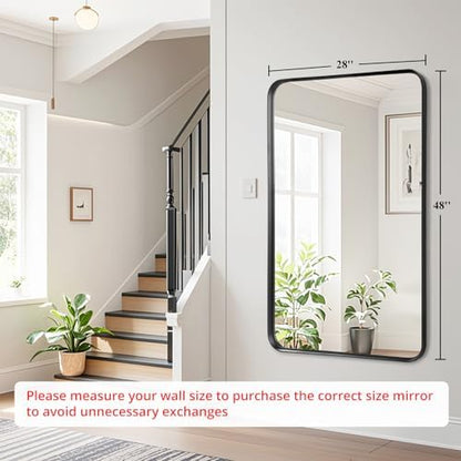 Black Bathroom Vanity Mirror Over Sink 28x48, Large Wall Rectangle Mirror