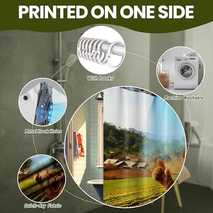 Small Stall Shower Curtain Rv Funny Cat UFO, 48 x 72 Inchs