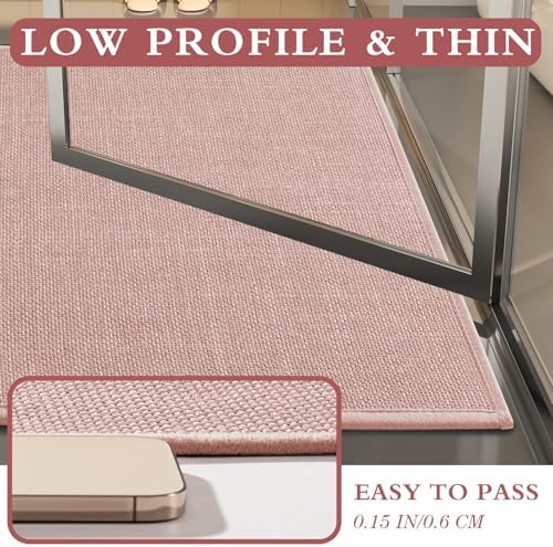 YIHOUSE Bathroom Rugs Thin Bath Mat Sets 3 Pieces Quick Dry,Pink
