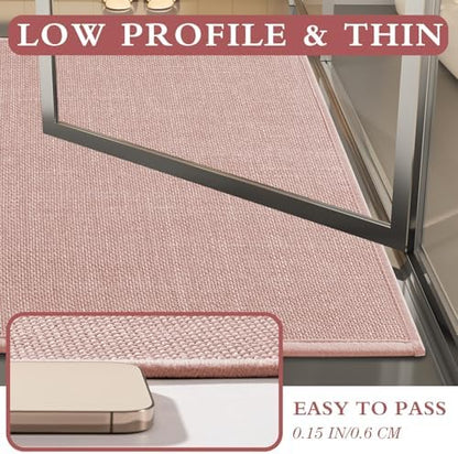 YIHOUSE Bathroom Rugs Thin Bath Mat Sets 3 Pieces Quick Dry,Pink