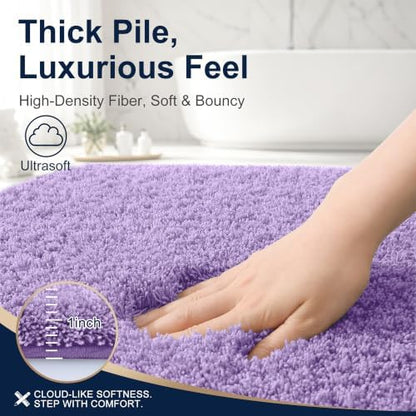 OLANLY Microfiber Large Bathroom Rugs 40x32, Ultra Soft Bath Mat, Lavender