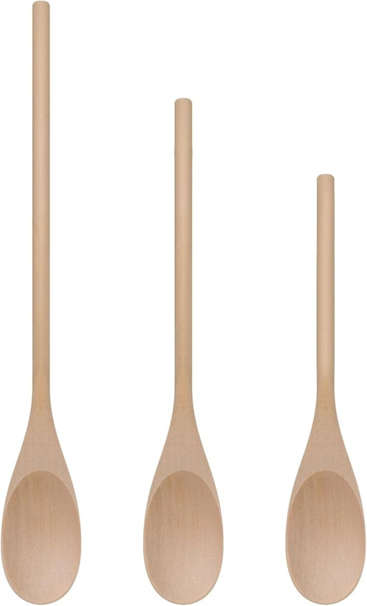 LorisArm 3PC Wooden Spoon for Cooking, Long handle 12" 10" 8" Wood Serving Spoons Set for Mixing Stirring Tasting, Maple Wood Nonstick Kitchen Utensils.