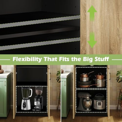 JASIWAY Rattan Pantry Cabinet, 67" Tall Kitchen Storage Cabinet with Doors
