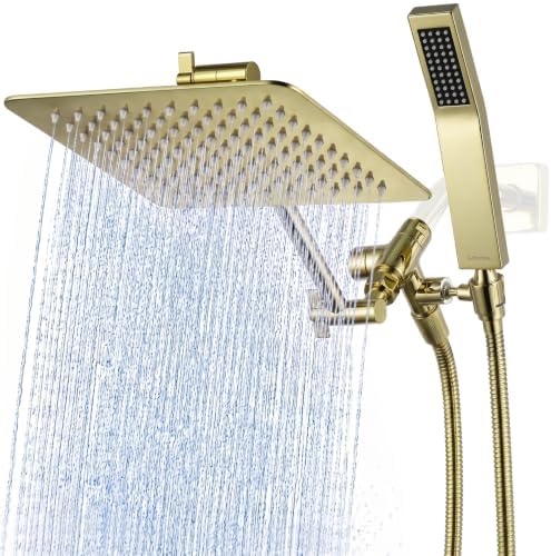 G-Promise All Metal 8" Rain Shower Head with Handheld for Bathroom Upgrade
