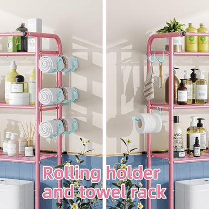 Simple Trending 3 Tier Over The Toilet Rack, Shelf Bathroom, Bathroom Stand Organizer Space Saver, Pink