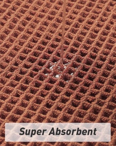 AMOAMI Upgraded Waffle Bath Mat, Super Absorbent Non Slip Bath Mats for Bathroom Floor, Machine Washable Bathroom Rugs with Tassels, Rubber Backed Bathroom Mats, Ultra Soft, 18" x 30", Dirty Orange
