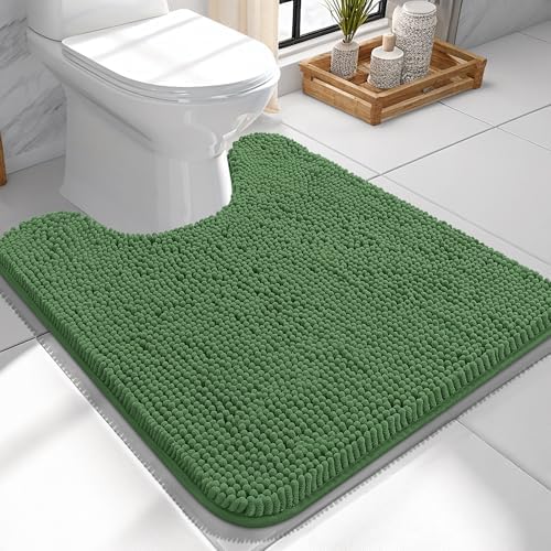 OLANLY Toilet Rugs U-Shaped 24x24, Soft Absorbent Chenille Contour Rugs