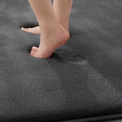 MINIDEAR Bathroom Rugs 60x20 Volcanic Gray - Thick Memory Foam Bath Mat, Ultra Soft & Plush Fluffy, Non-Slip, Quick Dry, Absorbent Washable Floor Microfiber Mat for Tub, Home Decor Accessories