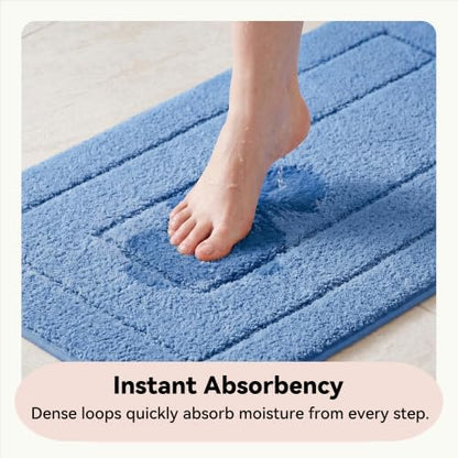 GRANNY SAYS Blue Bathroom Runner Rug 24" x 48", Soft Microfiber Bath Mat