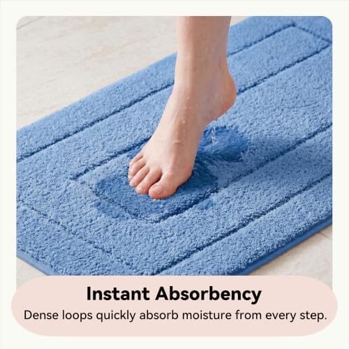 GRANNY SAYS Blue Bathroom Rug 24" x 36", Non-Slip Microfiber Bath Mat