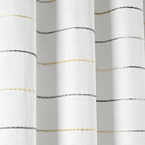 Lush Decor Ombre Stripe Yarn Dyed Cotton Shower Curtain, 72" W x 72" L, Yellow & Gray - Fabric Shower Curtains - Striped Bathroom Curtain - Farmhouse & Coastal Decor