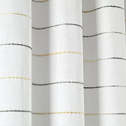 Lush Decor Ombre Stripe Yarn Dyed Cotton Shower Curtain, 72" W x 72" L, Yellow & Gray - Fabric Shower Curtains - Striped Bathroom Curtain - Farmhouse & Coastal Decor