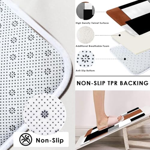 Bathroom Sets with Shower Curtain and Rugs, 4 Pcs, Geometric Modern