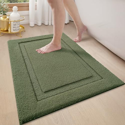 LUMI Ultra Soft Bathroom Rugs Absorbent, Non Slip Bath Mat 17x30, Green