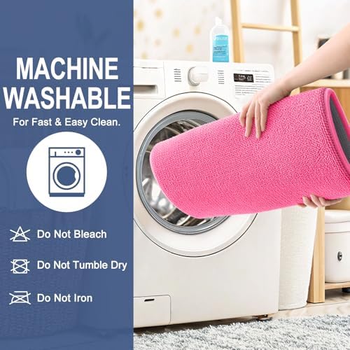 OLANLY Thick Memory Foam Bathroom Rugs 36x24, Absorbent Bath Mat, Hot Pink