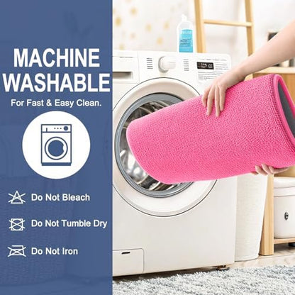 OLANLY Thick Memory Foam Bathroom Rugs 36x24, Absorbent Bath Mat, Hot Pink
