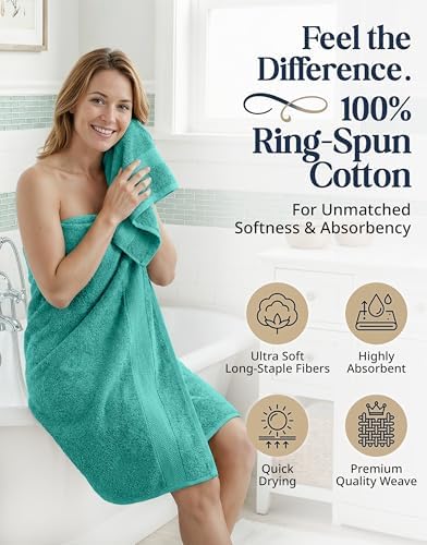 LANE LINEN Towel Set 6 Piece Soft Absorbent Quick Dry 100% Cotton - Teal
