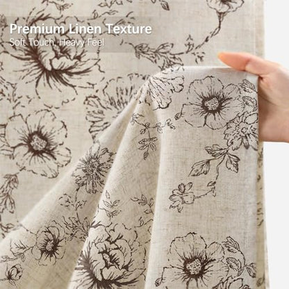 Farmhouse Floral Vintage Shower Curtain for Bathroom, Brown and Tan Taupe