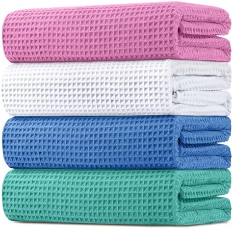 HOMEXCEL Waffle Bath Towels Set of 4 Pack, Waffle Towels for Bathroom