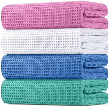 HOMEXCEL Waffle Bath Towels Set of 4 Pack, Waffle Towels for Bathroom