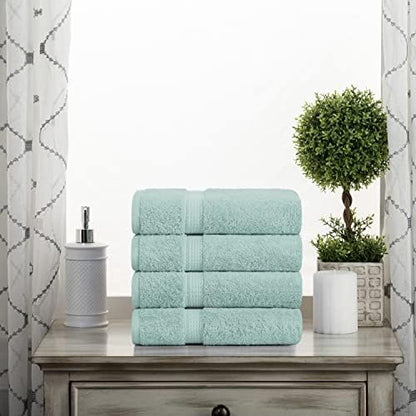 SUPERIOR Egyptian Cotton Plush & Absorbent, Hand Towel Set of 4, Sea Foam