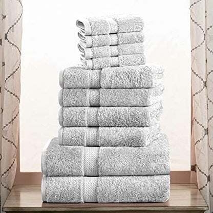 Superior Egyptian Cotton Ultra Plush & Absorbent, 10 Piece Set, Silver
