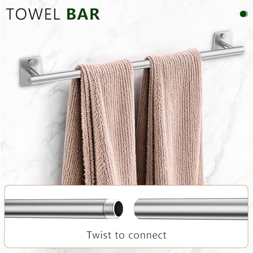 5 Pieces Bathroom Hardware Accessories Set Brushed Nickel Towel Bar Set Stainless Steel Towel Racks for Bathroom,Wall-Mounted 23.6 inch