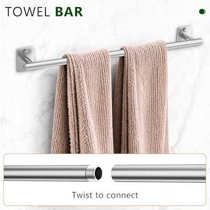 5 Pieces Bathroom Hardware Accessories Set Brushed Nickel Towel Bar Set Stainless Steel Towel Racks for Bathroom,Wall-Mounted 23.6 inch