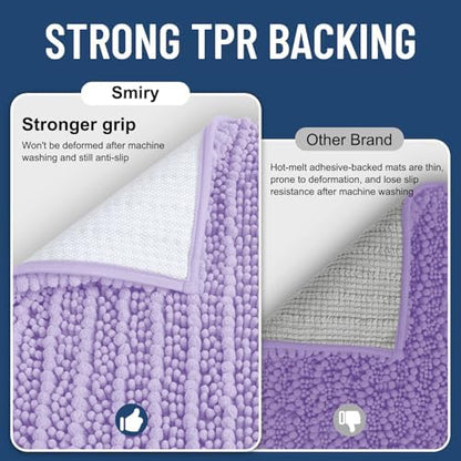 Smiry Bathroom Rugs 36X24, Extra Soft Rubber Backing Chenille Bath Mats
