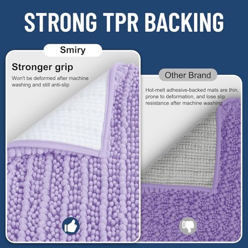 Smiry Bathroom Rugs 24X16, Extra Soft Rubber Backing Chenille Bath Mats