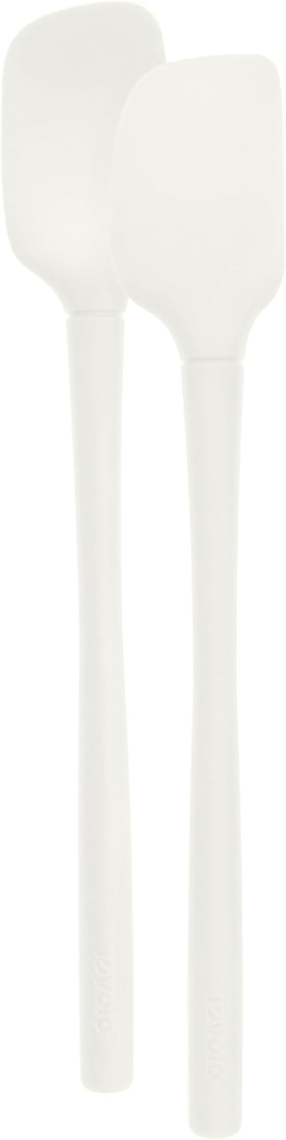 Tovolo Flex Core Mini Silicone Spatula Spoonula Set of 2 for Cast Iron Non Stick Cooking & Baking, Dishwasher Safe Spatula & Spoonula All Silicone Heat Resistant BPA Free Kitchen Utensil, White